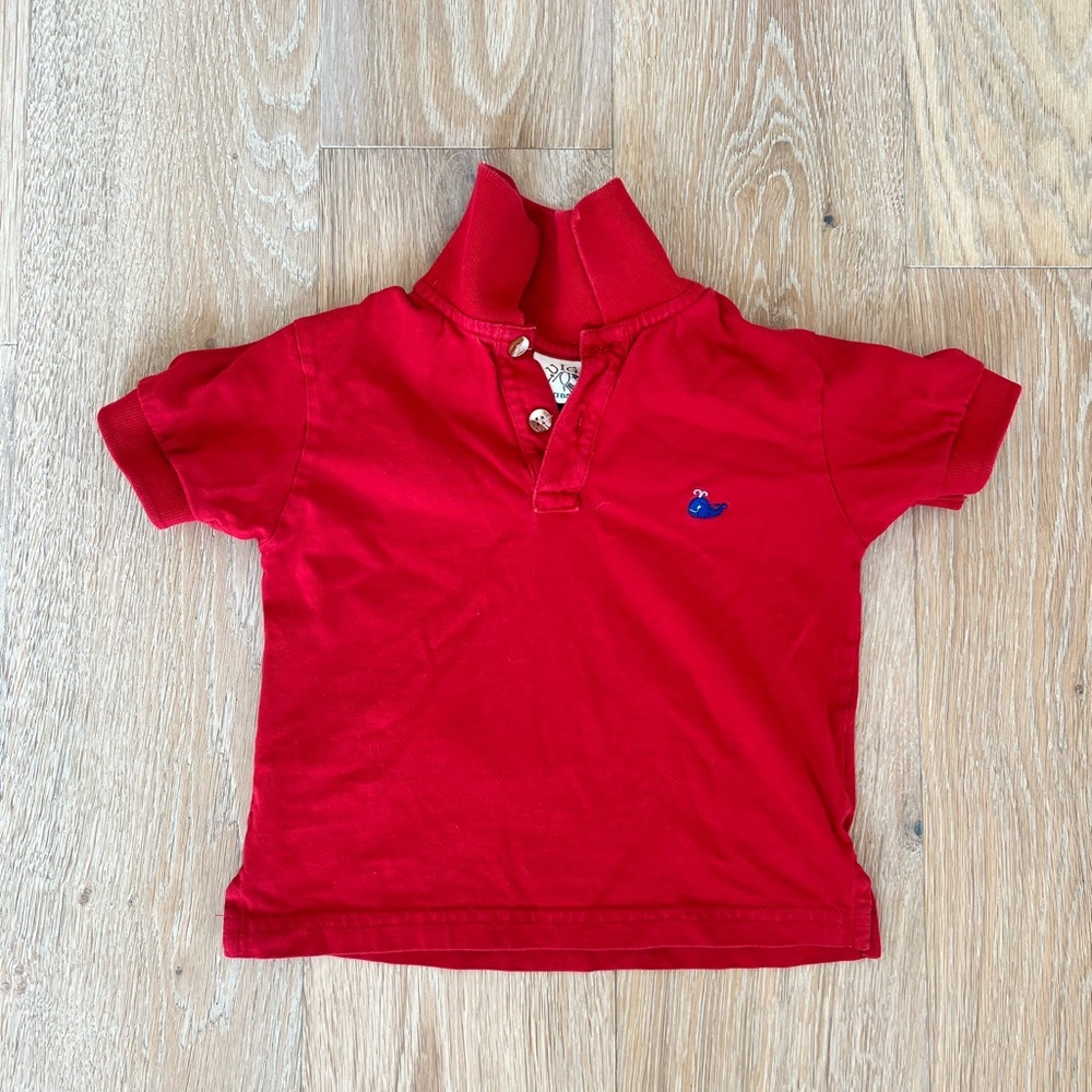 Luigi red polo with blue whale size 2T